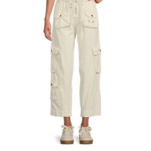 Free people cropped ivory cargo pants